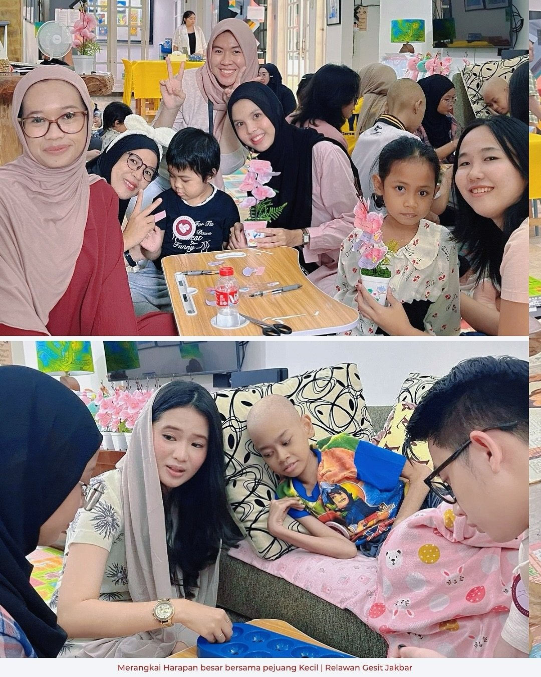 Ukir Senyum Pejuang Cilik, Relawan Gesit Jakarta Barat Gelar Aksi Kreatif di Yayasan Kanker Anak Indonesia Yayasan Kanker Anak Indonesia
